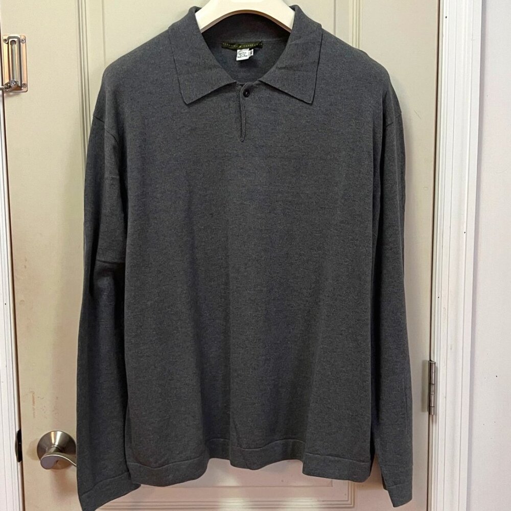 Peruvian Connection Men's Size XL 100% Pima Cotton L/S 1 Button Shirt. Grey